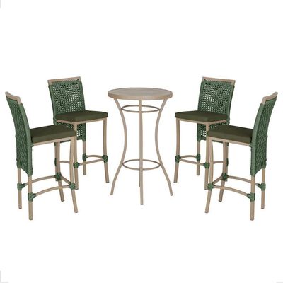 Mesa Bistro E 4 Banquetas Roma Fendi Corda Náutica 13 Trama Verde