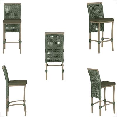 Mesa Bistro E 4 Banquetas Roma Fendi Corda Náutica 13 Trama Verde