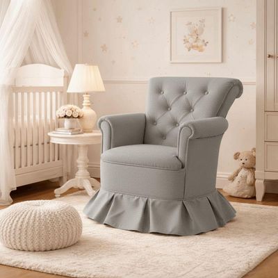 Poltrona Amamentação Quarto Bebê Confortável Descanso Sala Leitura Suede Cinza
