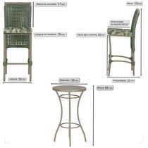 Mesa Bistrô E 4 Banquetas Roma Fendi Corda Estofado 5 Trama Verde