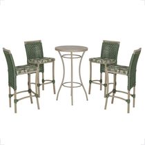 Mesa Bistrô E 4 Banquetas Roma Fendi Corda Estofado 5 Trama Verde