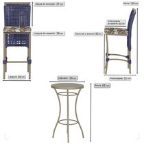 Mesa Bistrô E 4 Banquetas Roma Fendi Corda Estofado 6 Trama Azul