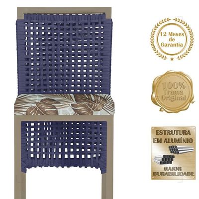 Mesa Bistrô E 4 Banquetas Roma Fendi Corda Estofado 6 Trama Azul