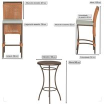 Mesa Bistrô 4 Banquetas Roma Marrom Corda Náutica 3 Trama Terra Cota
