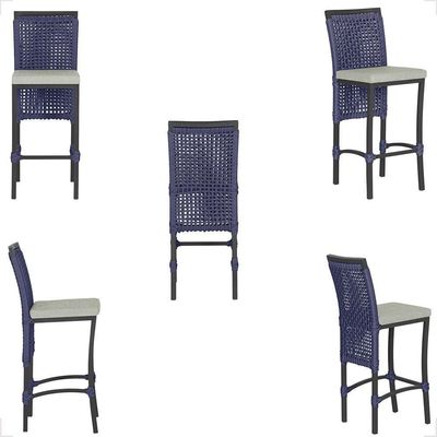 Mesa Bistrô Com 2 Banquetas Roma Preta Corda Náutica 3 Trama Azul
