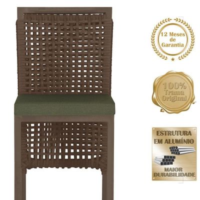Mesa Bistro E 4 Banquetas Roma Marrom Corda Náutica 13 Marrom