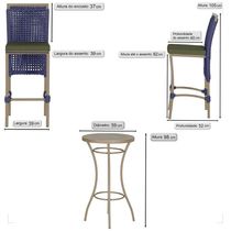 Mesa Bistro E 4 Banquetas Roma Fendi Corda Náutica 13 Trama Azul