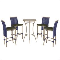 Mesa Bistro E 4 Banquetas Roma Fendi Corda Náutica 13 Trama Azul