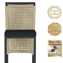 Mesa Bistro E 2 Banquetas Roma Preta Corda Náutica 12 Rami