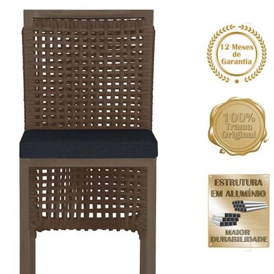 Mesa Bistro E 2 Banquetas Roma Marrom Corda Náutica 12 Marrom