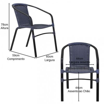 Kit Mesa 1m + 4 Cadeiras Alumínio Jardim Piscina Cappuccino