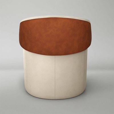 Puff Encosto Corino Linho Orgânico Sala Redondo Quarto Banco bege