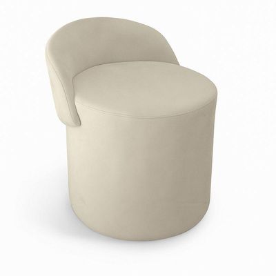 Puff Banco Orgânico Encosto Redondo Sala Estar Quarto Suede bege