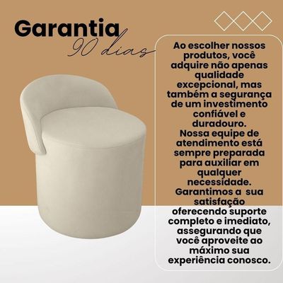 Puff Banco Orgânico Encosto Redondo Sala Estar Quarto Suede bege