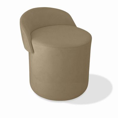 Puff Banco Orgânico Encosto Redondo Sala Estar Quarto Suede capuccino