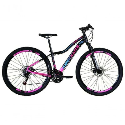 Bicicleta Aro 29 Absolute Hera Feminina Alumínio 24v Freio A Disco Garfo Suspensão Preto-Rosa 15