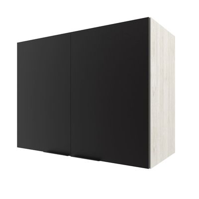Armário Aéreo Bartira Rubi com 2 Portas, 1 Prateleira e 80cm de Largura - Freixo/Preto Poah