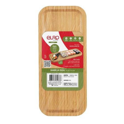 Bandeja Retangular Rasa Euro Home BAM2888 34x14cm Bambu Natural