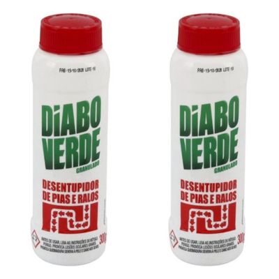 Kit 2 Diabo Verde Granulado Desentupidor De Pias Ralos 300g