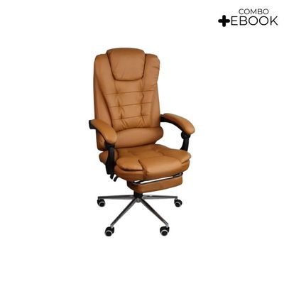 Cadeira De Escritório Presidente Ergonômica Apoio Para Pés Marrom