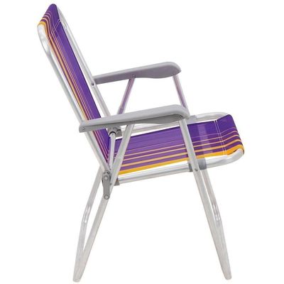 Kit 04 Cadeiras De Praia Tramontina Samoa Alta Em Alumínio Com Assento Roxo E Amarelo 92900003