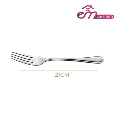 Jogo 12 Garfos E 12 Facas Aço Inox Cor Prata Linha Silver Em Casa Tem 21cm