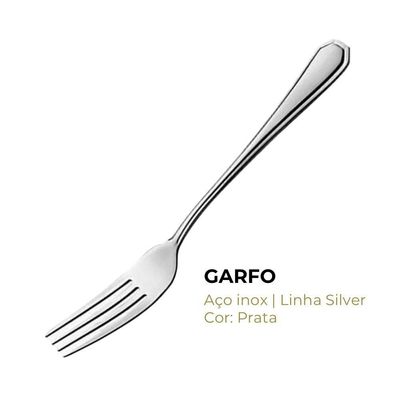 Jogo 12 Garfos E 12 Facas Aço Inox Cor Prata Linha Silver Em Casa Tem 21cm