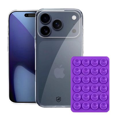 Kit Capa Crystal Slim para iPhone 17 Pro Max +  Ventosa - Roxo - Gshield