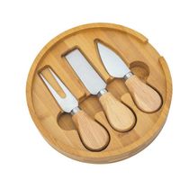 Conjunto Euro Home Tábua de Bambu com 3 Utensílios para Queijo 4 Peças