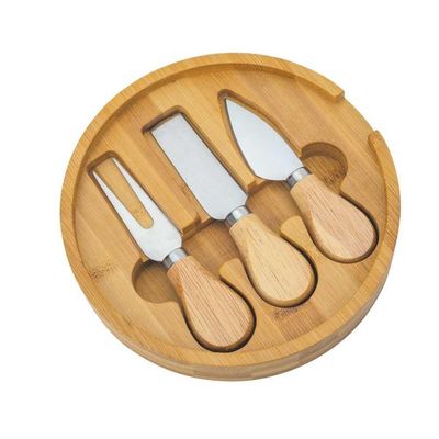 Conjunto Euro Home Tábua de Bambu com 3 Utensílios para Queijo 4 Peças