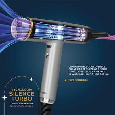 Secador de Cabelos Britânia BSC3400 Silencioso Prata / 220