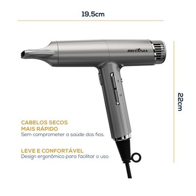 Secador de Cabelos Britânia BSC3400 Silencioso Prata / 220