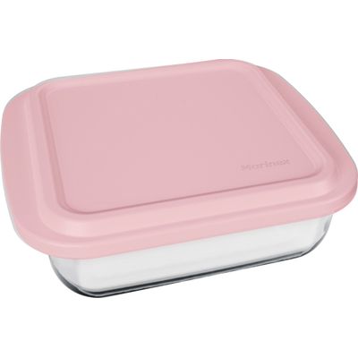 Conjunto de Assadeiras em Vidro Nadir Marinex com Tampa Plástica Rosa– 3 Peças