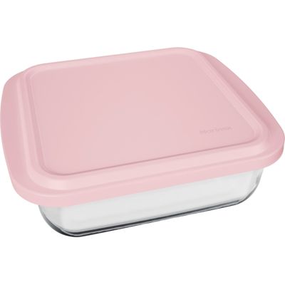 Conjunto de Assadeiras em Vidro Nadir Marinex com Tampa Plástica Rosa– 3 Peças