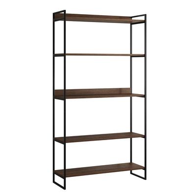 Estante Industrial Guaecá 180x95 Multiuso Para Biblioteca Em Casa Sala E Quarto - Preto-imbuia