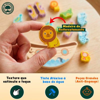 BRINQUEDO DE MADEIRA MONTESSORI BALANCA BARCO JOGO DE EQUILIBRIO - POLIBRINQ