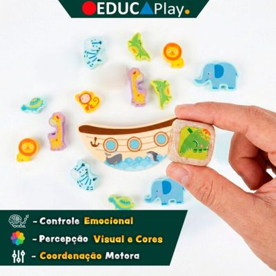 BRINQUEDO DE MADEIRA MONTESSORI BALANCA BARCO JOGO DE EQUILIBRIO - POLIBRINQ