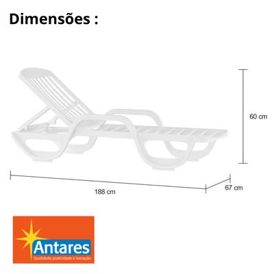 Espreguiçadeira Com Rodas Antares Branca Pitangui Plastico