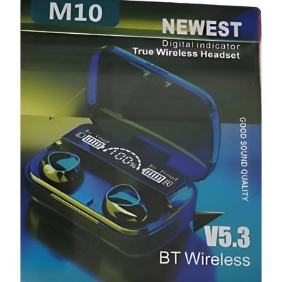 Fone De Ouvido  M10 Bluetooth 5.3 Digital Indicador Newest Preto