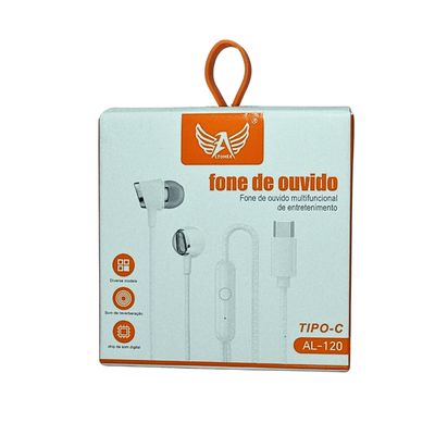 Fone de Ouvido Estéreo Altomex Tipo C Cor Branco AL-120