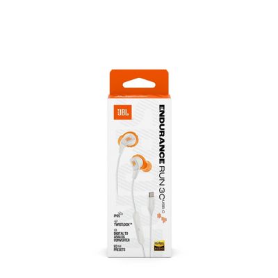 Fone de Ouvido JBL Endurance Run 3 Com Fio USB-C IP65 Microfone FlipHook Branco