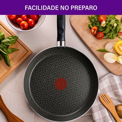 Frigideira Francesa Antiaderente 30cm Robusta Rochedo Grafite