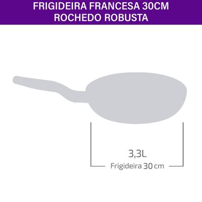 Frigideira Francesa Antiaderente 30cm Robusta Rochedo Grafite
