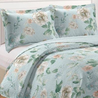 Kit Cobre Leito Colcha Mix Queen Estampado Dupla Face Floral 3 Peças - Marli