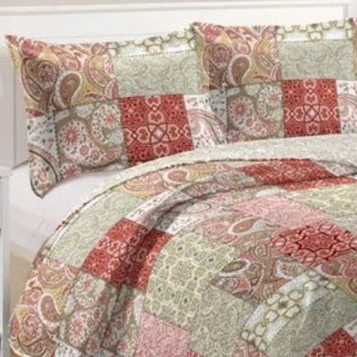 Kit Cobre Leito Colcha Mix Queen Estampado Dupla Face Floral 3 Peças - Lúcia