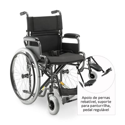 Cadeira de Rodas Manual Aço em Dobrável até 120 Kg Tamanho 44 D400 Dellamed Preto