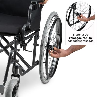 Cadeira de Rodas Manual Aço em Dobrável até 120 Kg Tamanho 44 D400 Dellamed Preto