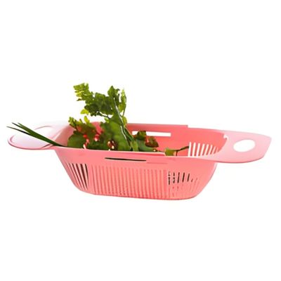 Escorredor Retrátil Ajustável Multiuso Macarrão Frutas Pia  Rosa Sem cor