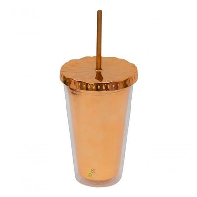 Copo Canudo Marrom Chic & Elegante 450ml - Projeto Kiwi
