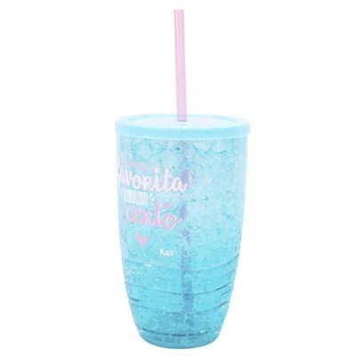Copo Canudo Azul Gel Congelante 500ml - Projeto Kiwi